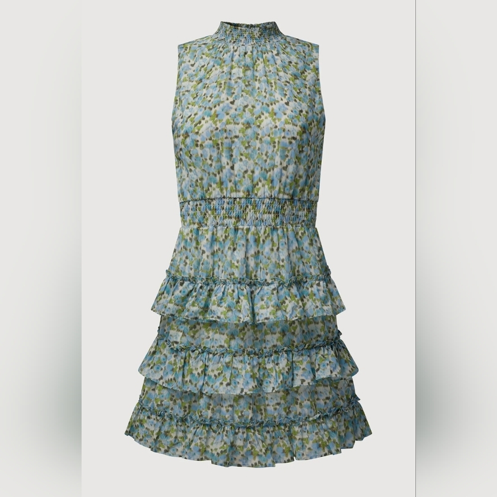 Rachel Parcell Halter Ruffle Micro Floral Mini Dress - Picture 5 of 12